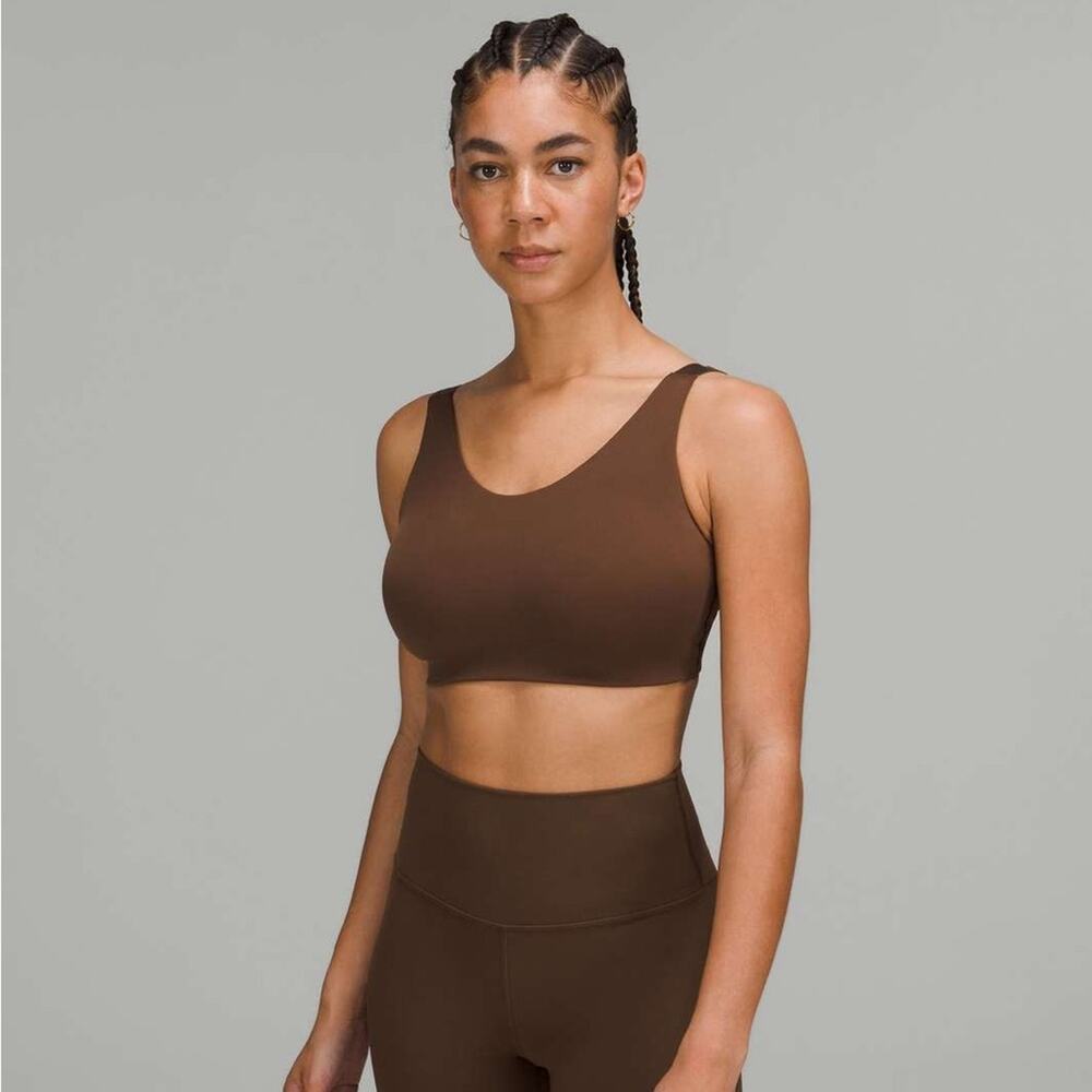 Lululemon In Alignment Sports Bra Light Support Java Brown Size 34D